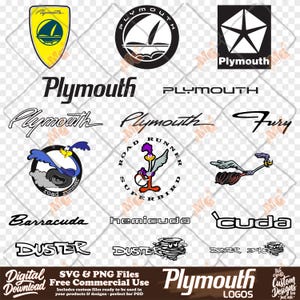 Plymouth Logos, Duster, Road Runner, Super Bird, Fury, 'Cuda, Plymouth Abzeichen Silhouette, sofortdownload, 18 Designs