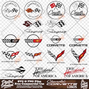Chevrolet Corvette Svg Png, Chevrolet Stingray, Chevrolet Corvette SVG PNG, Chevy Vette, Badge Silhouette, téléchargement immédiat, 18 modèles