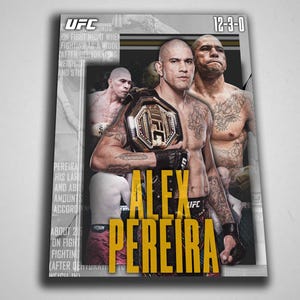 Alex Pereira UFC Poster – Poatan MMA Fighter Digital Wall Art, Middleweight Champion Print, UFC Gym Decor, Combat Sports Artwork