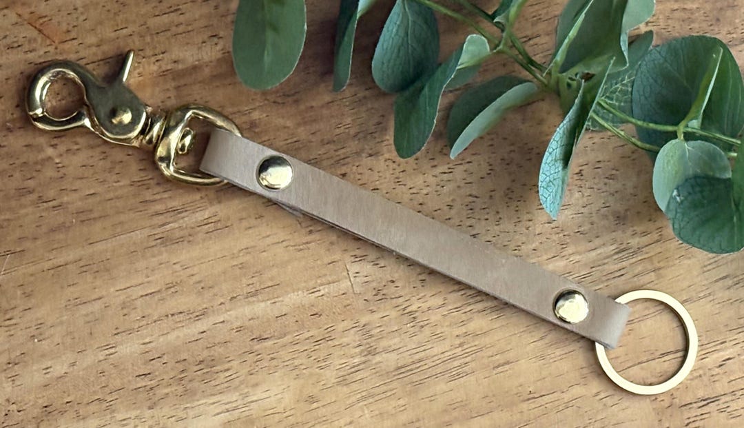 Rivets Forkey Rings Handcrafted Beige Leather Key Fob, Brass Rivets - Etsy