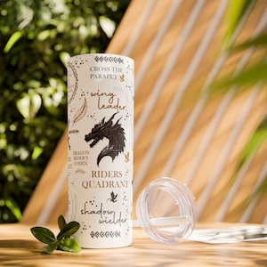 20 oz Fourth Wing Skinny Tumbler, Dragon Rider Skinny Tumbler, Bookish Skinny Tumbler, Fantasy Tumbler, Skinny Tumbler, Sublimation Tumbler