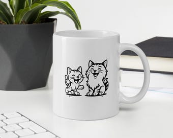 Funny Laughing Cats Coffee Mug, Humorous Cat Lover Gift