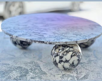 Calacatta Viola Marble Coffee Table: Ball Legs, Custom Size