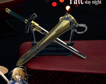 FATE EXCALIBUR Sword Type Moon Toy Model - 16cm Metal Collectible, Non-Sharp Blade & Scabbard - Perfect Gift for FATE Enthusiasts!