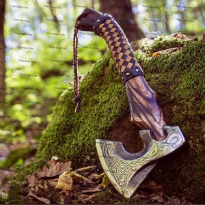 Viking Bearded Camping Axe, Hand Forged Carbon Steel hatchet Ash Wood Handle, Ideal Camping Gift For Him Or Best Gift For Wedding & Birthday