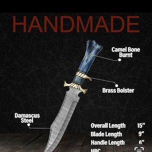 Handmade Damascus Steel Hunting Knife With Camel Bone Handle Knife Camping Knife Gift For Him Wedding Gift Anniversary Gift Birthday Gift