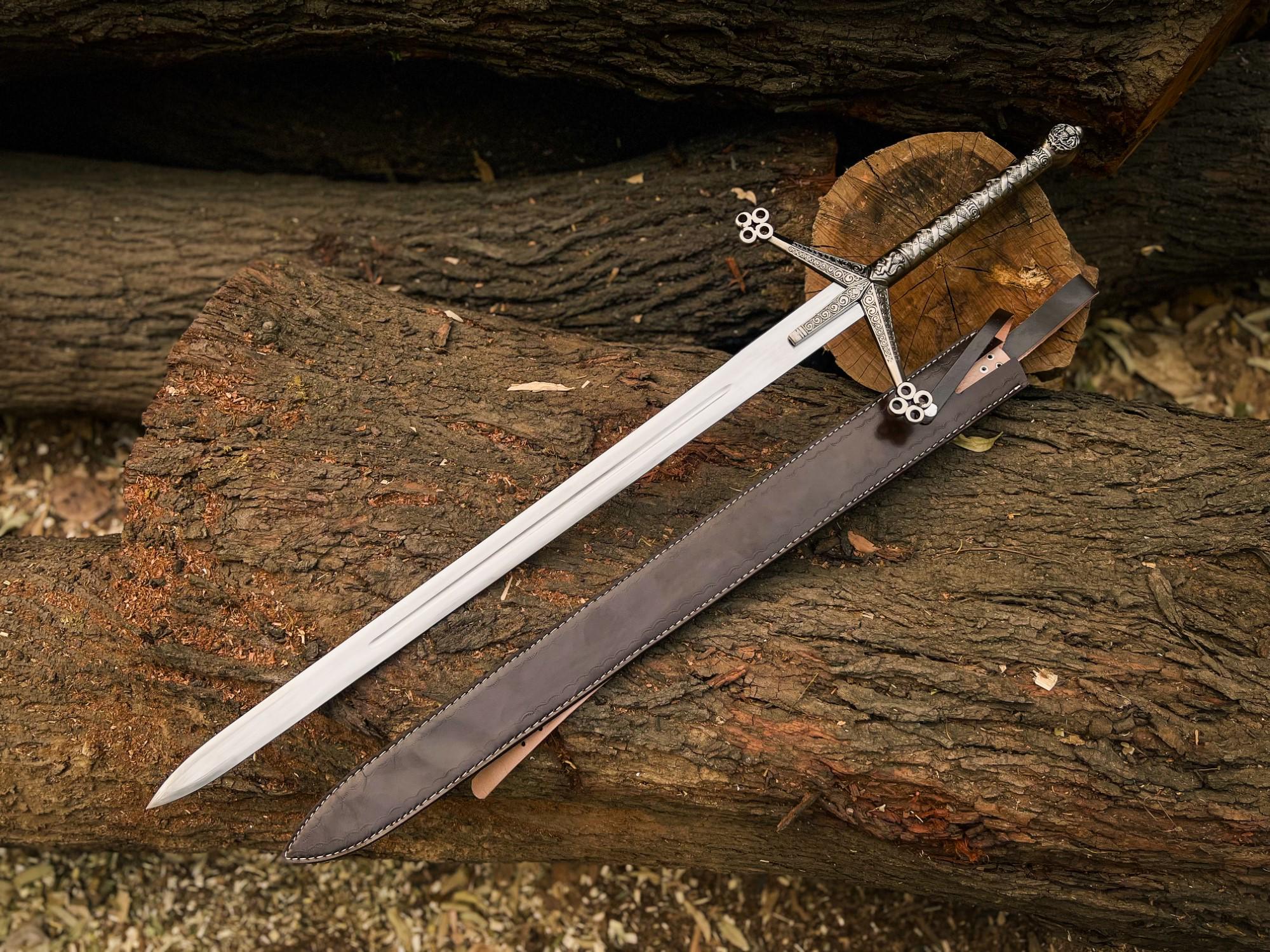 Handmade Scottish Claymore Sword J2 Steel Highland Claymore Black 