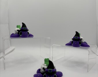 Halloween Witch Turtle Figurine with Cauldron and Frog