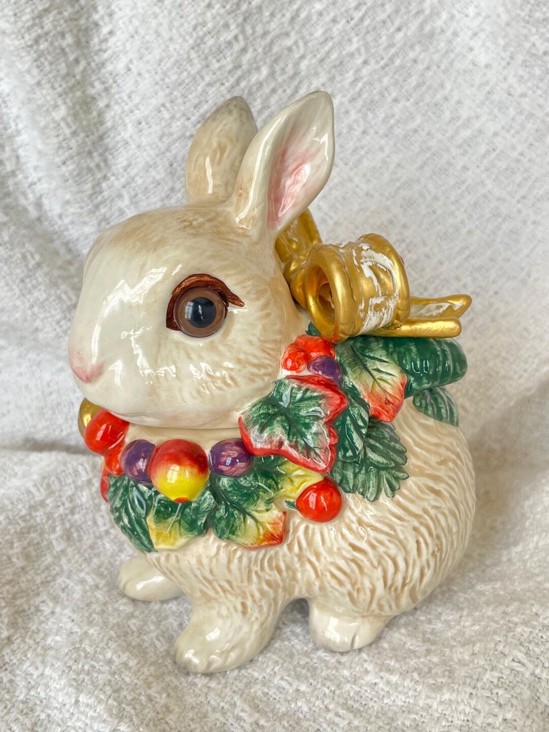 Bunny Trinket Box/fitz and Floyd/rabbit Trinket Jar/bunny Figurine W ...