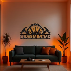 Custom Builder Name Metal Sign With RGB LED Backlight For Workshop