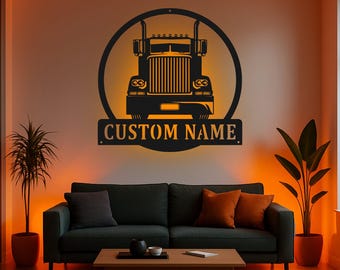 Custom Semi Truck Name Sign With RGB LED Backlight