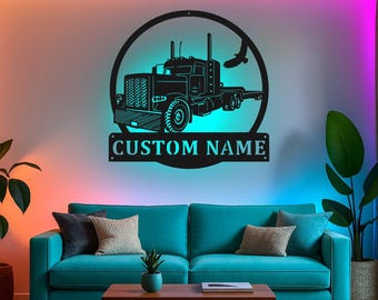 Custom Semi Truck Name Sign With RGB LED Backlight for Garage