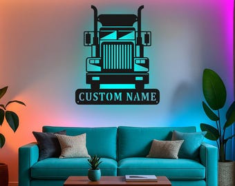 Custom Semi Truck Name Sign With RGB LED Backlight