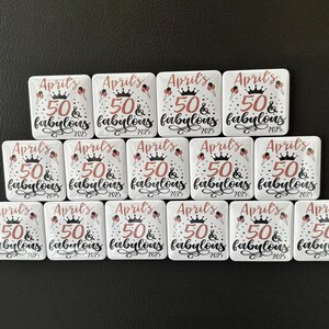 Customizable 50 & Fabulous Birthday Magnets