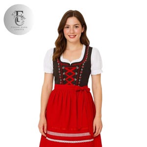 Bavarian Dirndl Dress: Embroidered Bodice Oktoberfest Costume