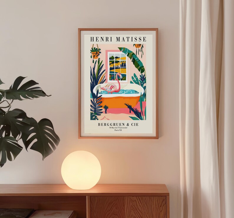 Flamingo Matisse Art Print, Maximalist Bathroom Poster - Etsy