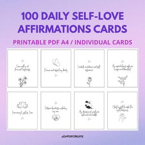 100 daily Self-love affirmations cards for women