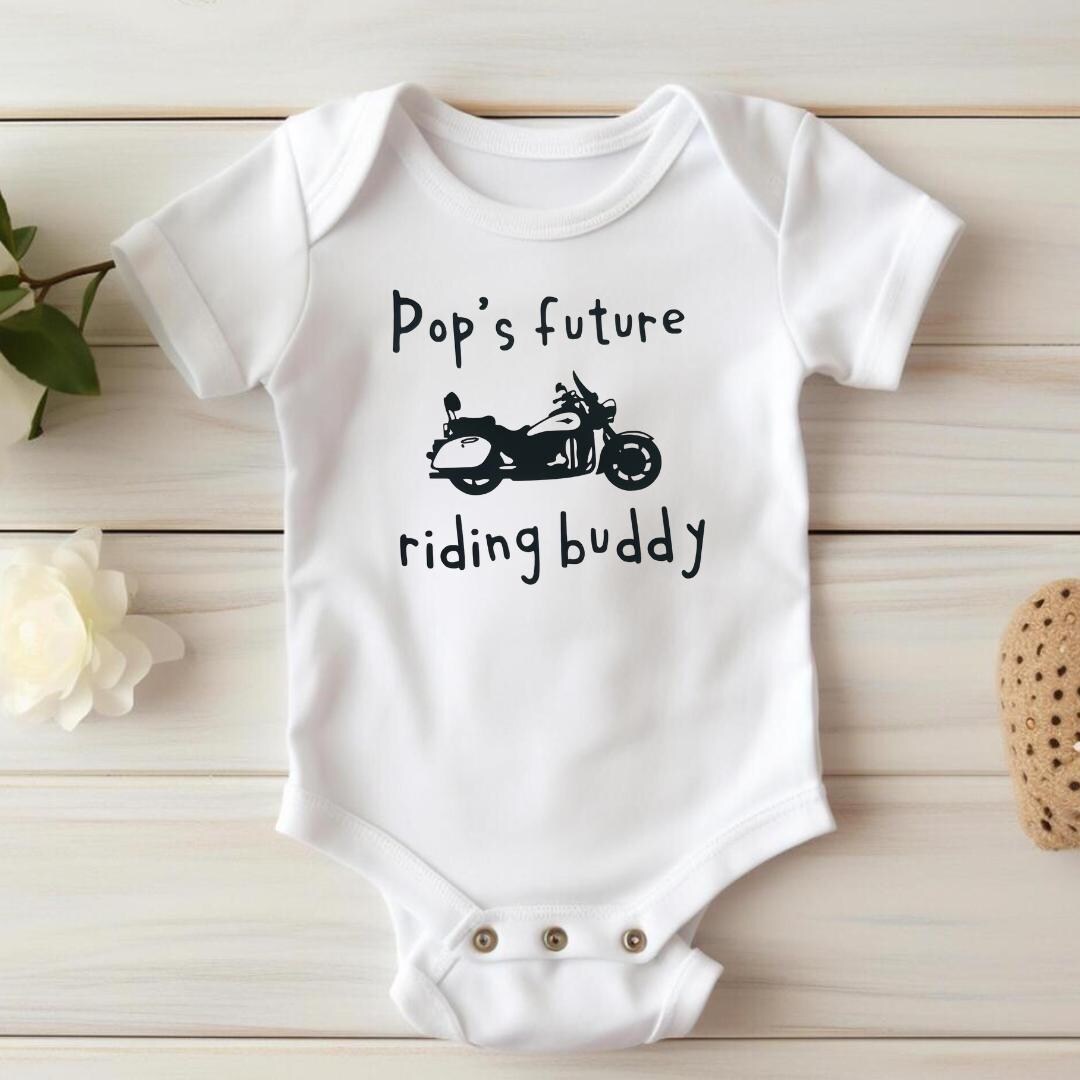 Motorcycle Onezy Motorcycle Pops Future Rider Onesie – Cool Baby Bodysuit for Biker ...
