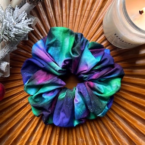 Chouchou Northern Lights : accessoire pour cheveux aurore boréale en coton XL