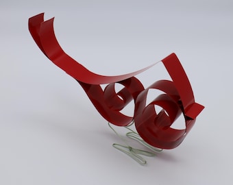 Cardinal bird made from recycled metal mini-blinds