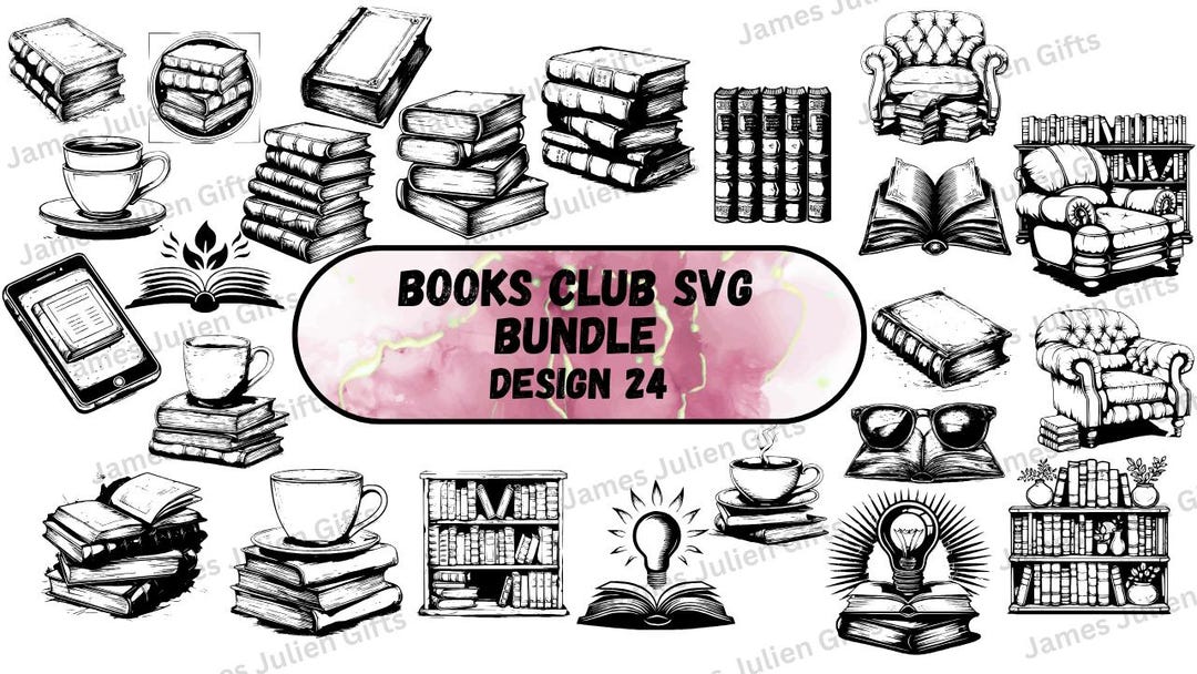 Books SVG Bundle, Books SVG, Books Cut File, Book Club SVG, Books ...