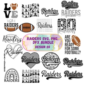Paquete SVG de los Raiders / Equipo de fútbol americano SVG, PNG / Clipart del día del juego / Archivos de corte Raiders Pride para Cricut y Silhouette / Arte para fanáticos de los deportes