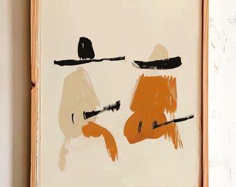 Minimalist Western Wall Art – Abstract Cowboy Duo – Neutral Desert Boho Print (Digital Download)