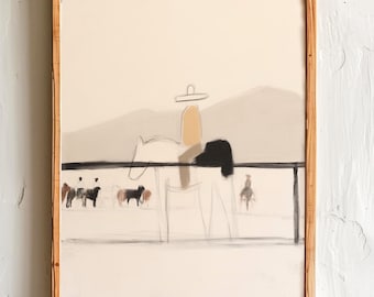 Minimalist Cowboy Print: Abstract Horse Rider, Western Decor (Digital Download)