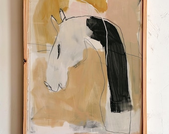 Minimalist Horse Print: Neutral Abstract Equestrian Wall Art (Digital Download)