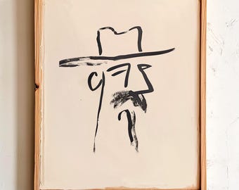 Minimalistischer Cowboy Kunstdruck – Western Porträt (Digitaler Download)
