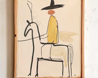 Minimalist Cowboy on Horse Art - Modern Western Digital Download