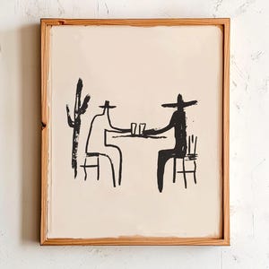 Minimalist Cowboy Saloon Print: Rustic Western Bar Art (Digital Download 24x30 inches)