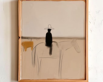 Minimalist Cowboy Print: Abstract Horse Rider - Western Decor (Digital Download)