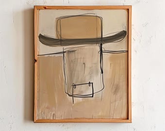 Minimalist Cowboy Portrait Print: Rustic Western Wall Art (Digital Download)