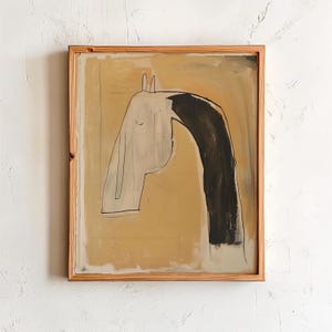 Minimalist Horse Art Print: Boho Equestrian Line Drawing (Digital Download)