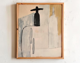 Stampa artistica minimalista di un cowboy: decorazione western astratta (download digitale)