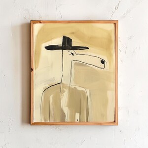 Stampa astratta western da cowboy - Arte ibrida surreale cane-umano / Scarica l'arte murale minimalista