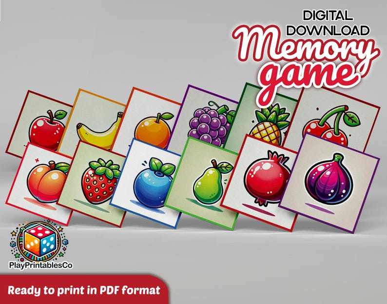 Fruit Memory Matching Game: Printable Montessori Toddler Activity (PDF ...