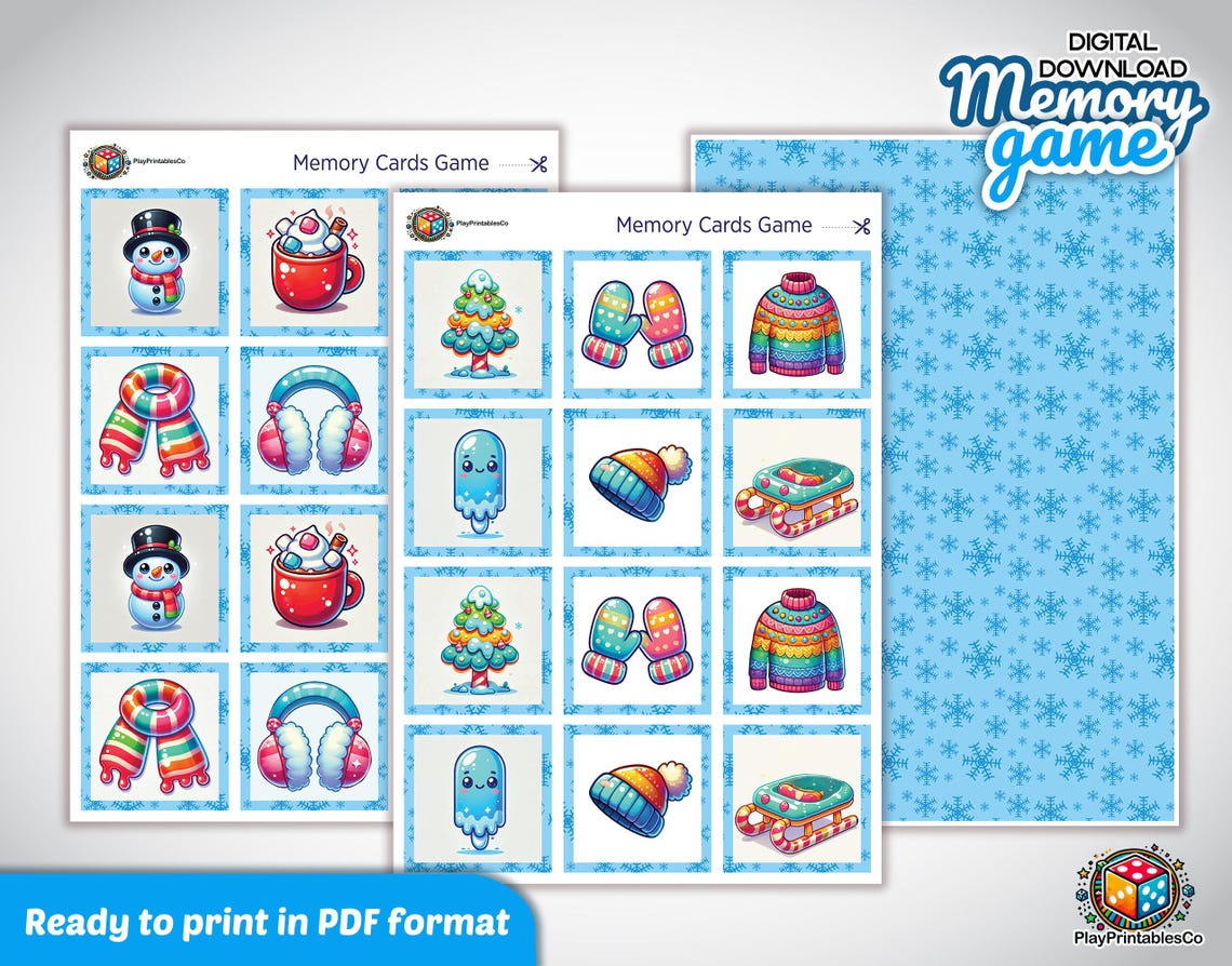 Winter Memory Winter Memory Matching Game: Printable Preschool Activity (PDF Instant ...