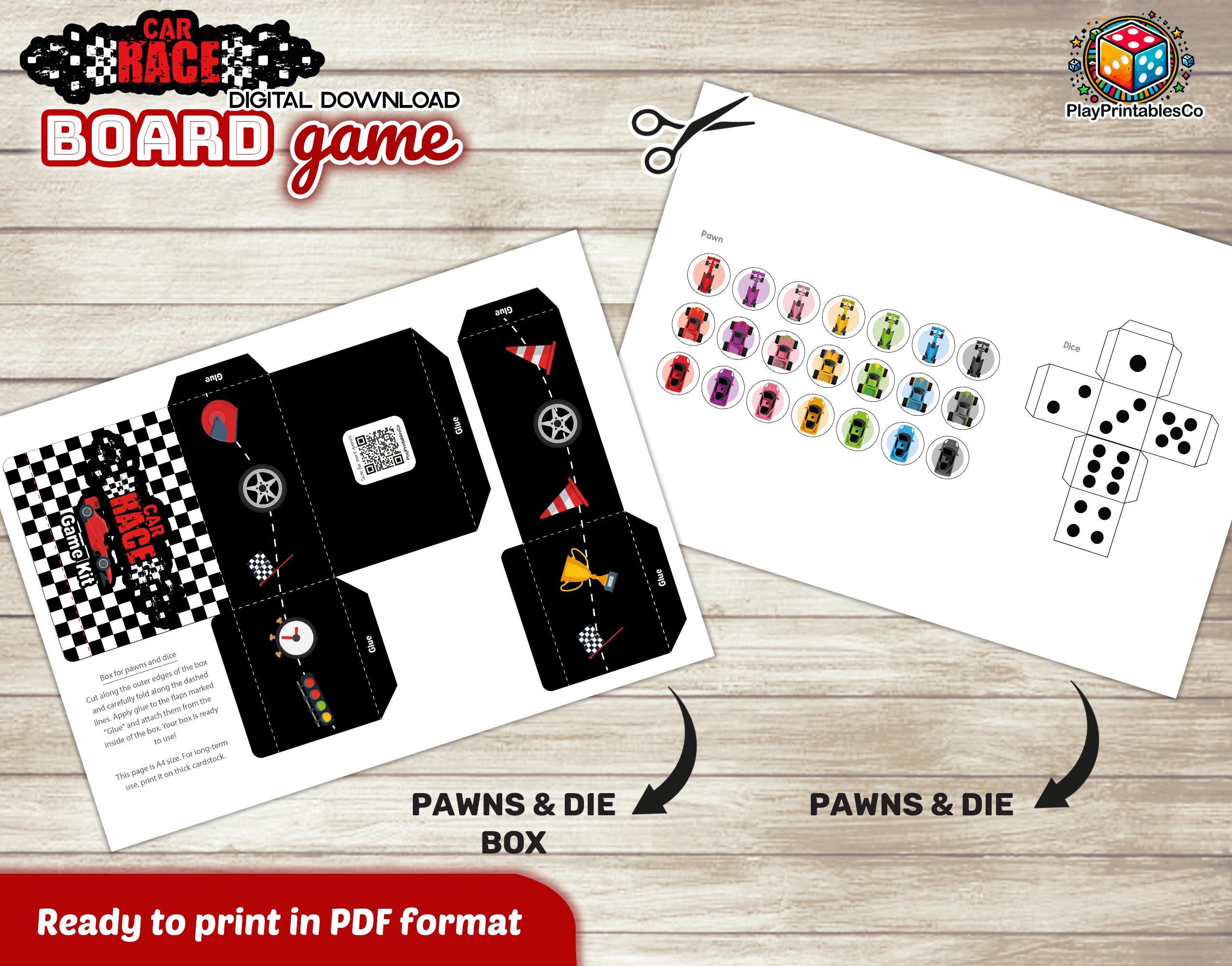 Printable Car Race Board Game: Kids Educational Activity (digital ...