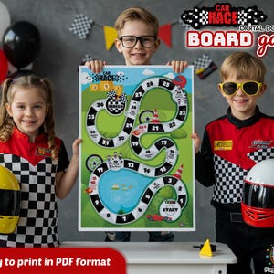 Car Race Board Game for Kids – Printable Racing Game, Digital Download, Fun Activity for 4-10 Year Olds, A4/A3 Game, Educational PDF Game