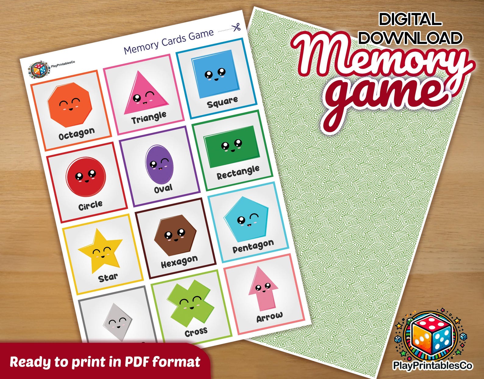 Shapes Memory Matching Game: Preschool Geometry Activity (PDF) - Etsy