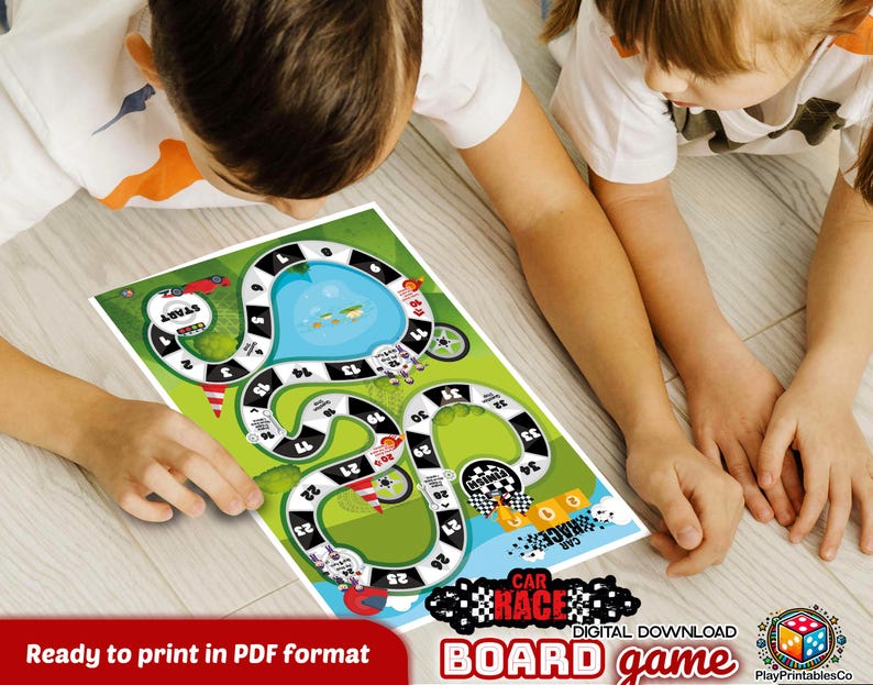 Printable Car Race Board Game: Kids Educational Activity (digital ...