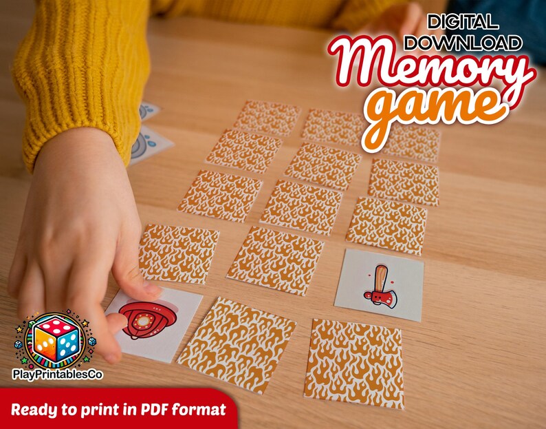 Firefighter Memory Matching Game: Printable Learning Cards (PDF ...