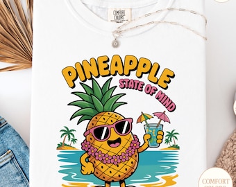 パイナップル ステート オブ マインド シャツ：トロピカルサマー コンフォートカラー Tシャツ