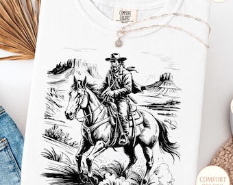 Vintage Cowboy Graphic Tee: Retro Rodeo Western Shirt, Comfort Colors
