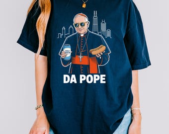 Da Pope Meme Shirt: Funny Catholic Humor Tee - Holy Brew & Hot Dog - Comfort Colors