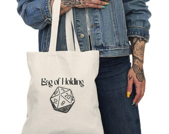 Borsa tote ispirata a D&D: borsa portaoggetti in tela di cotone ecologica