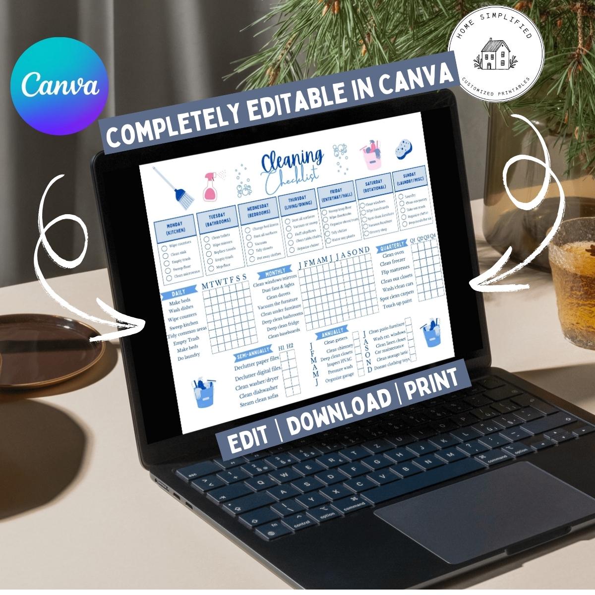 Cleaning Checklist Printable and Editable (PDF & Canva), Cleaning ...