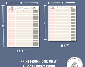 Pink Bassinet Baby Shower Gift Tracker; 5x7 & 8.5x11 Printable PDF; Baby Shower Checklist; Floral Baby Shower Theme; Party Planning
